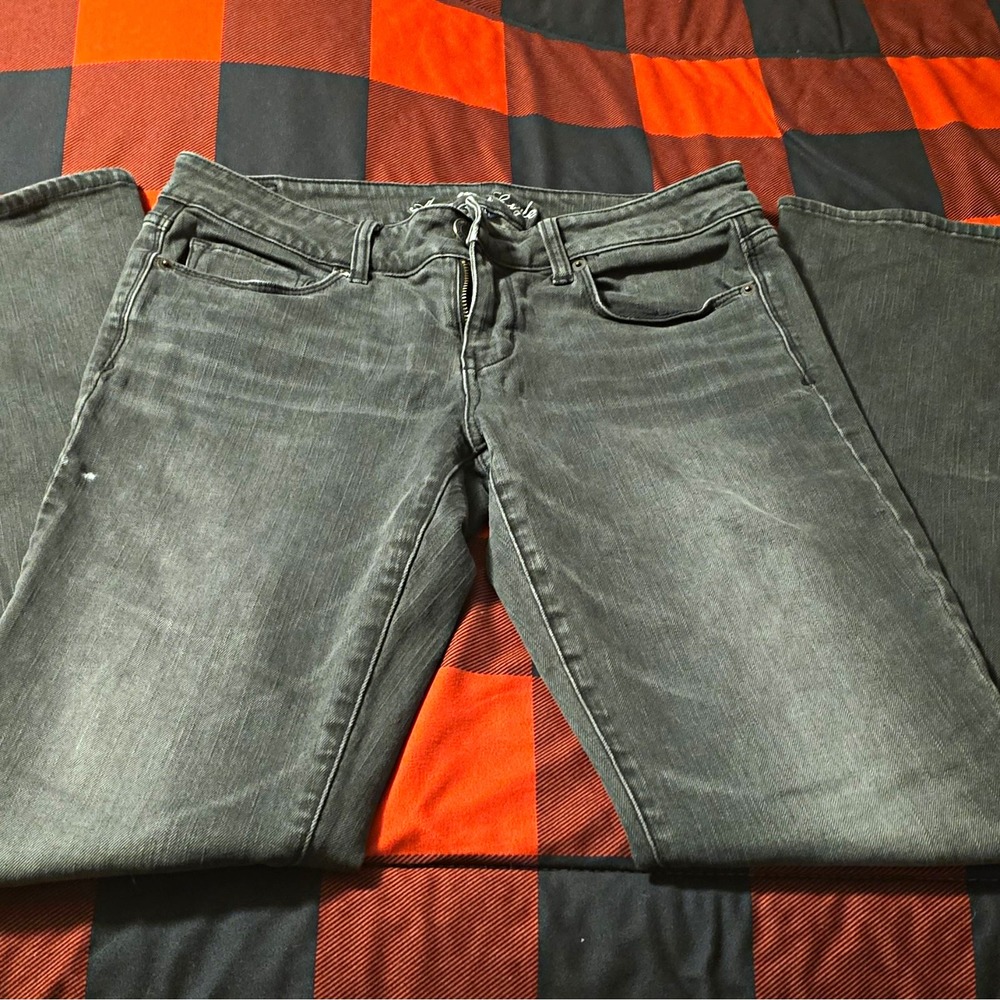 American Eagle Womens Gray Stretch Denim Skinny Jeans, 5-Pocket, Size 12